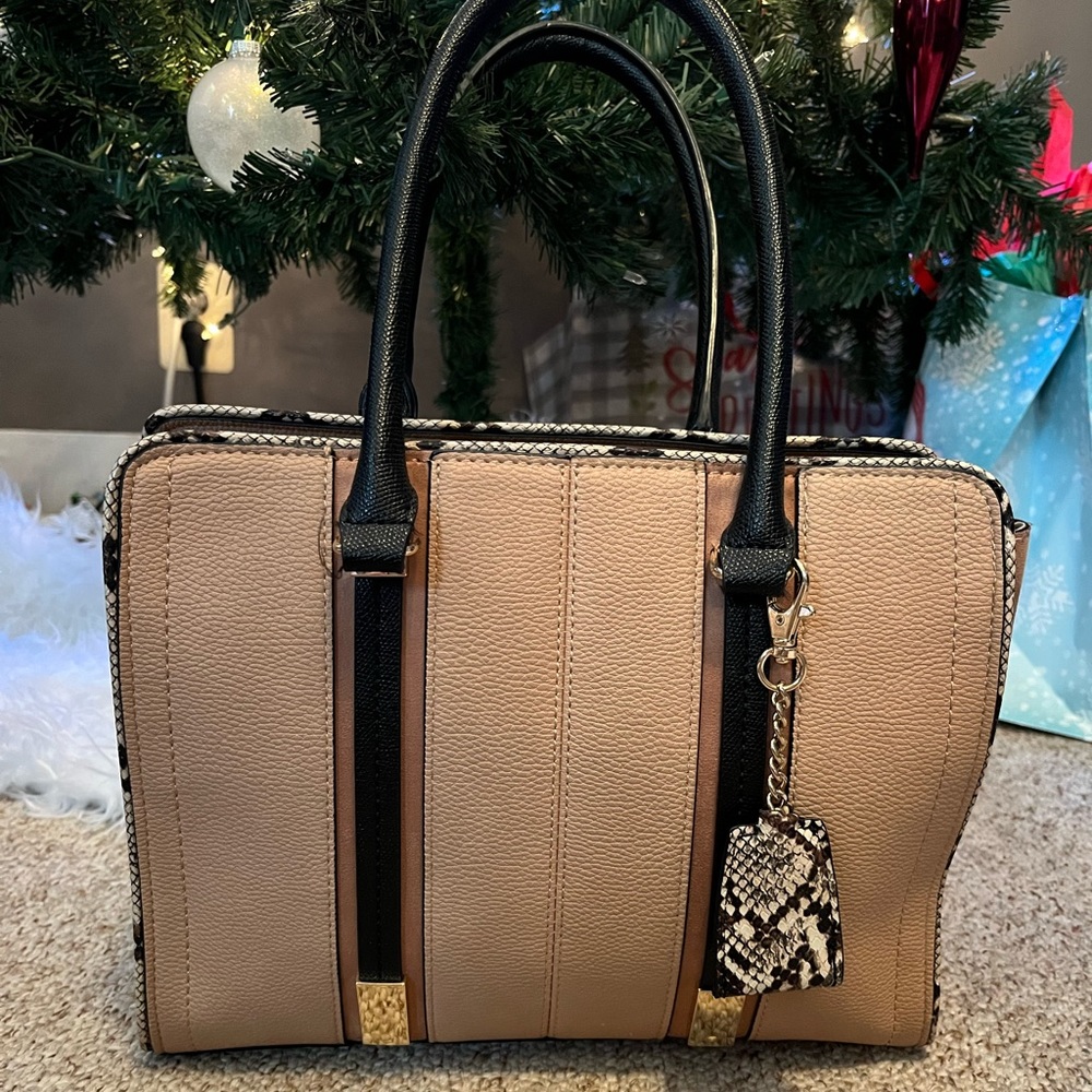 Call it Spring- Beige/Tan Snakeskin Bag with Inserts included